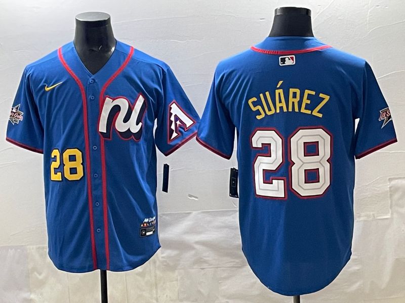Men 2025 Arizona Diamondback #28 Suarez Blue All star Nike MLB Jersey style 01